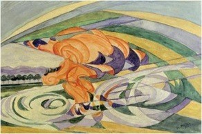 Gerardo Dottori (1884-1977), ciclista 1914, Buntstift, 20x25cm