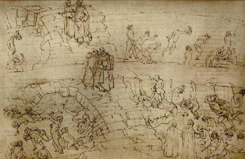 Sandro Botticelli 1480ff, Illustration Dantes Inferno, die Alchemisten und Fälscher