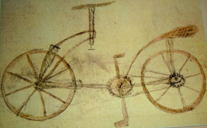 Fälschung einer Fahrradzeichnung um1960 im Codex Atlanticus 133v Leonardo da Vincis