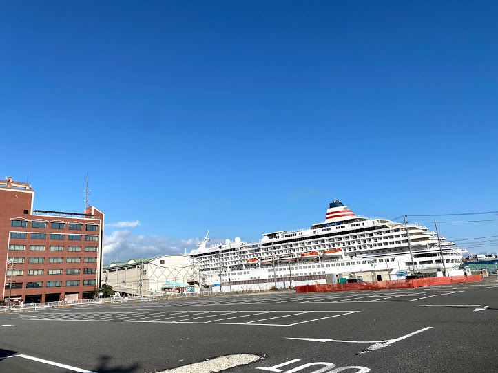 Asuka II near our office of the Shimizu Port Authority