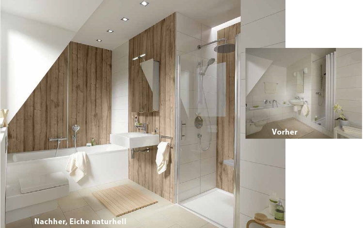 Fugenlose Wandverkleidung - Bad Teilsanierung mit System.