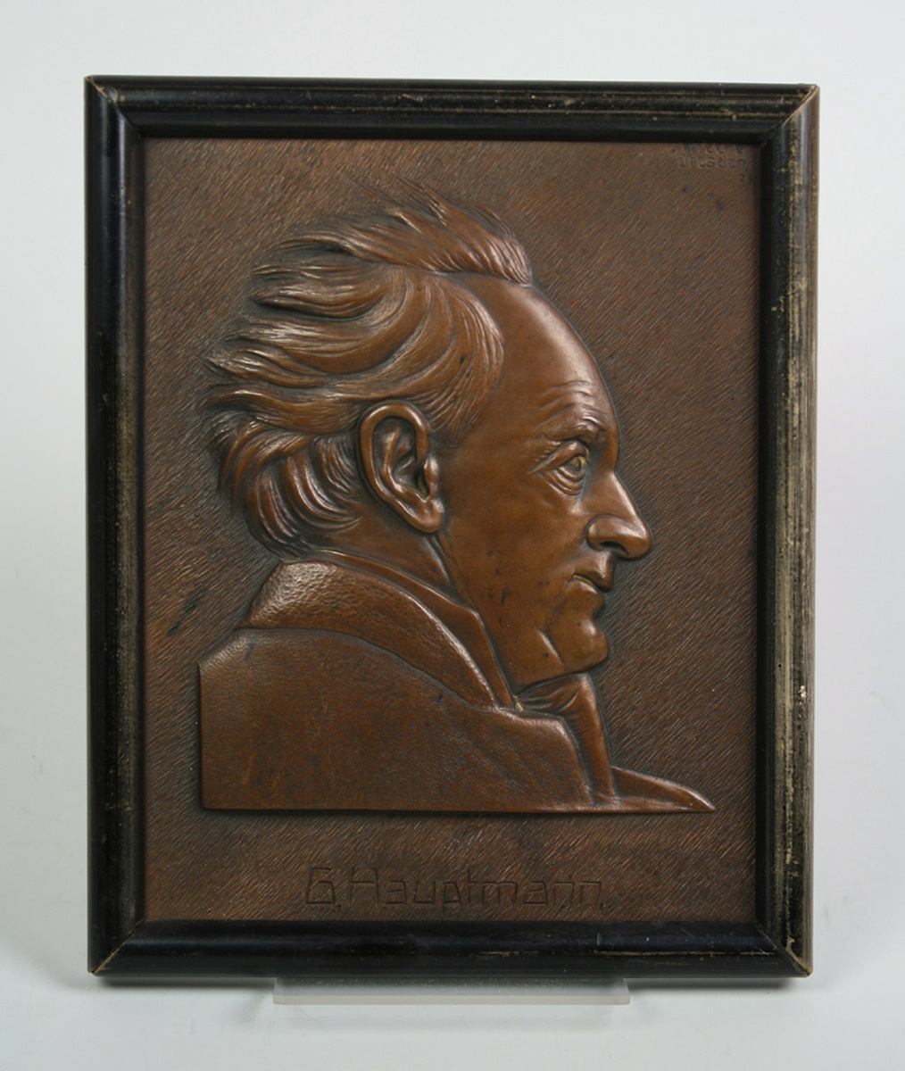 Bronzebild, Gerhard Hauptmann im Profil