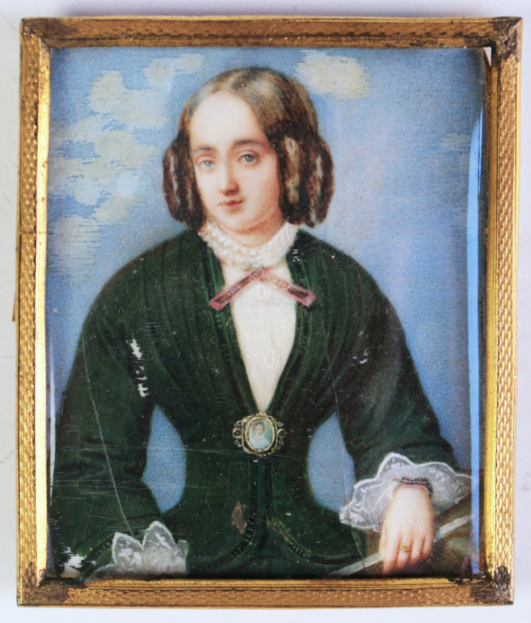 Poträtminiatur einer Jungen Dame mit Lockenfrisur
