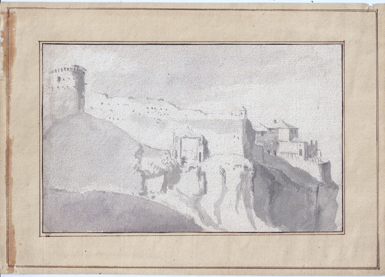 Niederländisch, Italienische Berglandschaft mit einer Festung