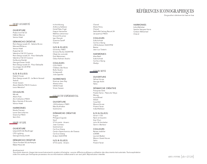 Art de vivre ah 25-26 l Scénarios Lifestyle l Gammes de couleurs & harmonies l Focus Matières, Décors et Finitions 