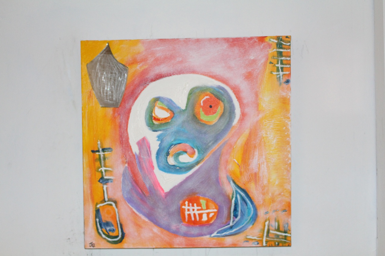 48. ''Agitated young man.'' (50x50cm) mixed media with mirror        