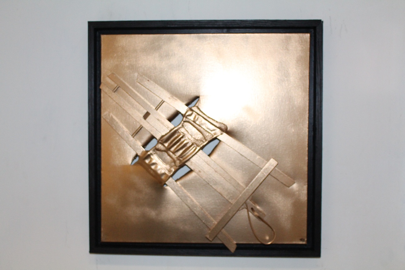 39. ''Golden Easel.'' (50x50cm) spraypaint with frame. 2019   