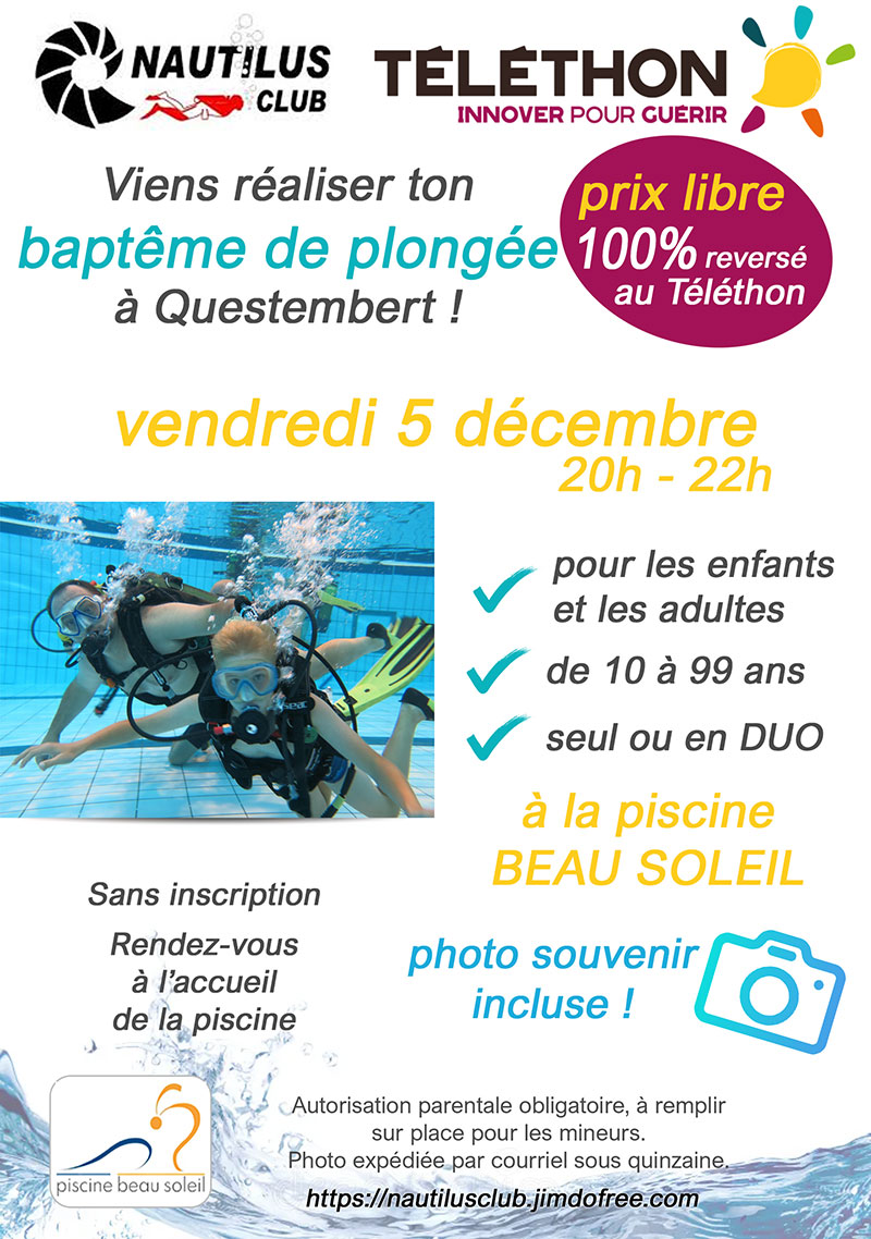 Téléthon 2025 - Plongez pour la bonne cause avec le Nautilus Club de Questembert !