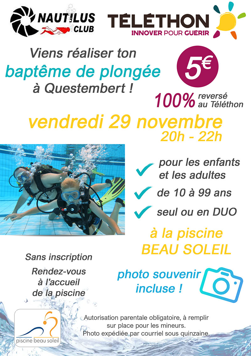 Téléthon 2024 - Votre baptême de plongée à Questembert
