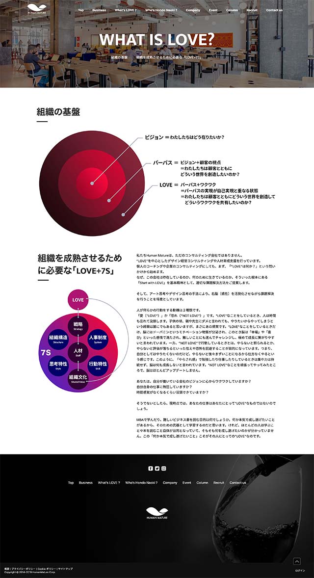 「What is LOVE?」ページのPC表示