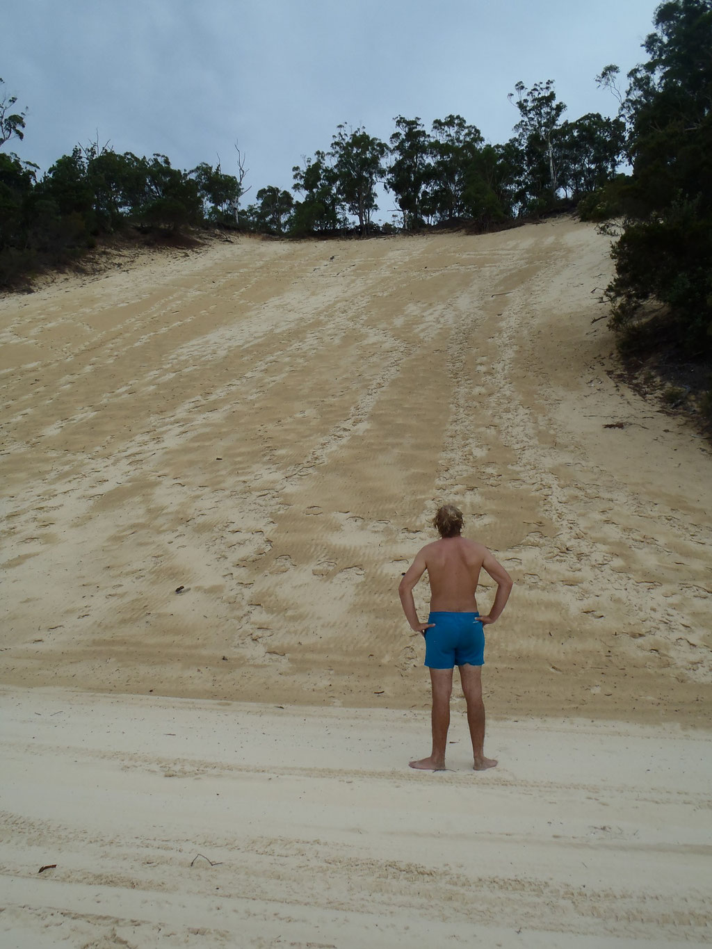 c'est parti pour monter en haut de la dune !