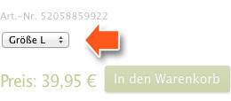 Auswahl der gewünschten Ware