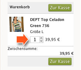 Prüfung der Angaben im Warenkorb