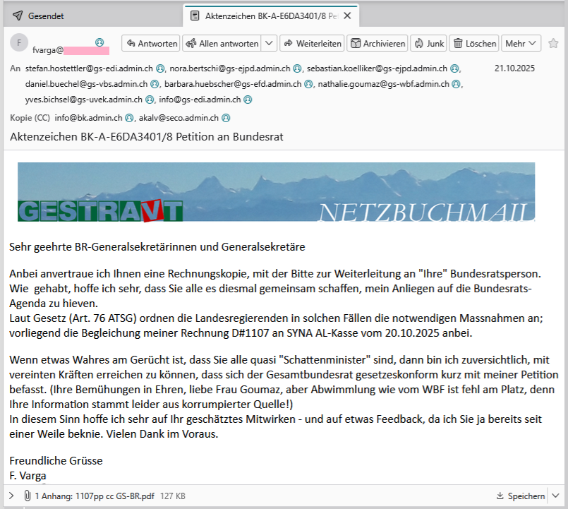 uneidgenossenschaftlich gestravt Offenes Netzbuch syna-kassenpfusch