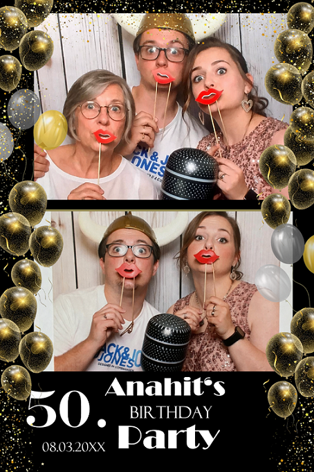 Party in Baden-Baden mit gemieteter Fotobox und Drucklayout mit zwei Bildern
