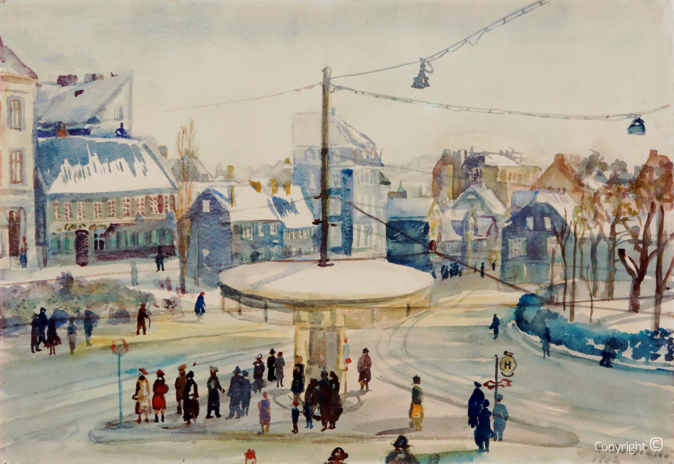 Catalog of Works N ° 1834 - City view of Solingen in winter (Gleisdreieck), 1942 