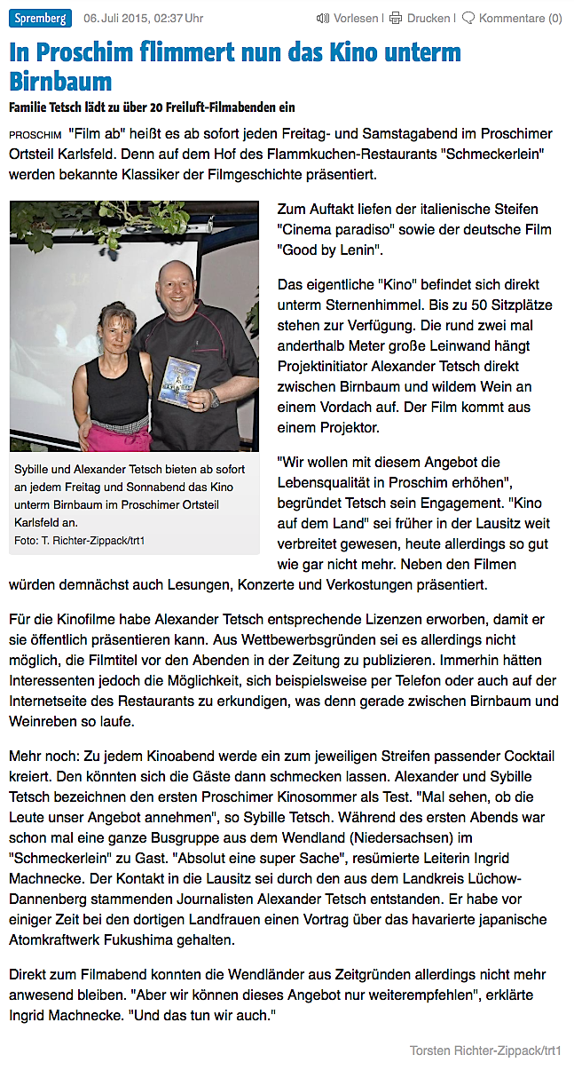 aus der "Lausitzer Rundschau" vom 6. Juli 2015