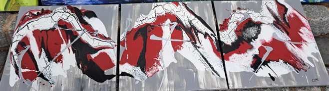 Trio  Abstrakt Acryl_Pouring  3x 50 x50   150,00