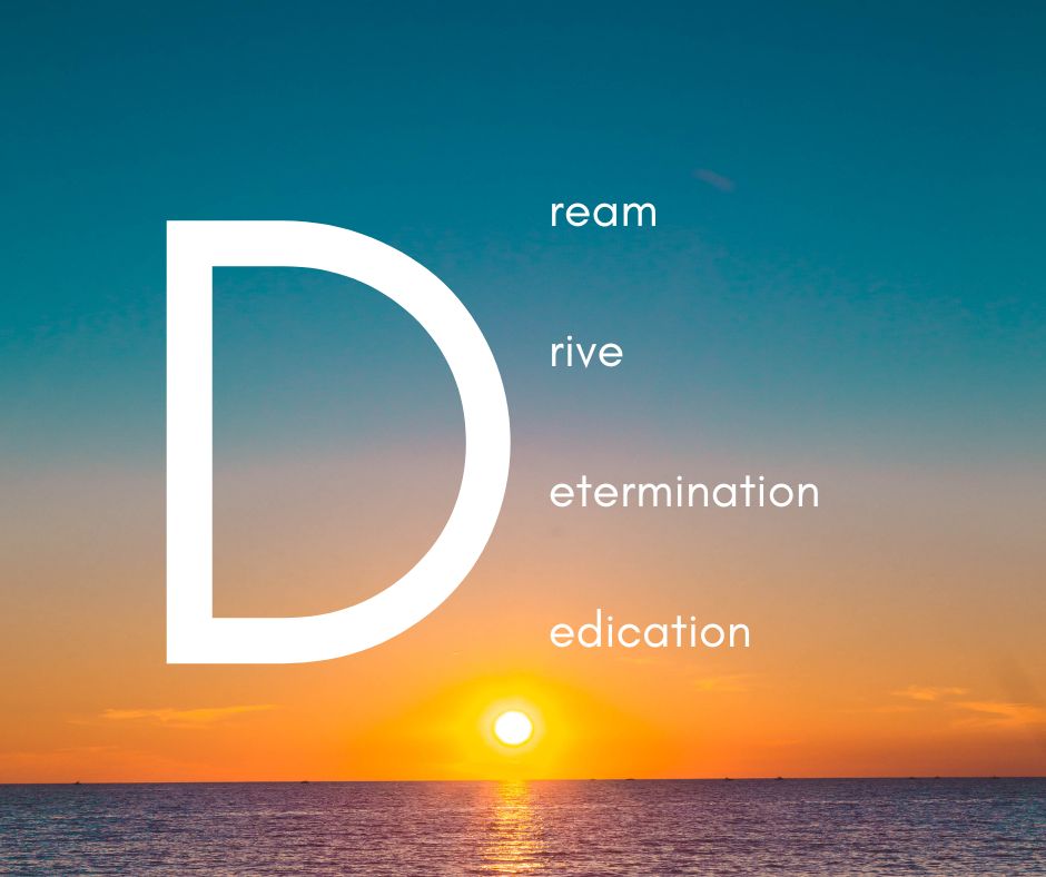 The 4Ds (DREAM, DRIVE, DETERMINATION and DEDICATION)