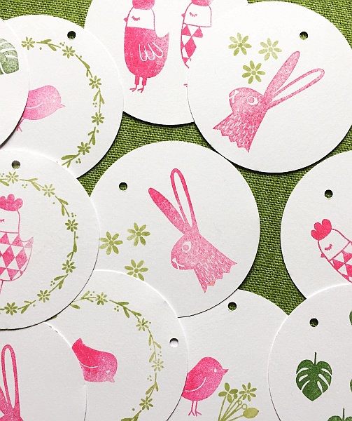 ruber stamps perlenfischer fridolina spring bunny hase zajec ostern osterdeko tischdekoration table setting gift wrapping bakers twine 