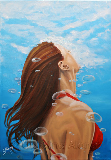 Unter Wasser - Carolina Alonso, Öl auf Leinwand