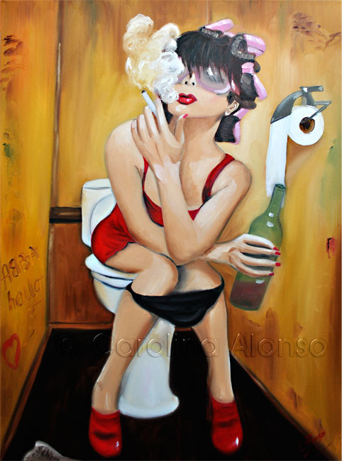 Relaxen - Carolina Alonso, Öl auf Leinwand