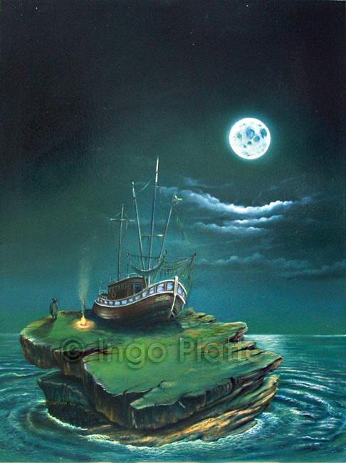 Vollmond - Ingo Platte, Öl auf Leinwand