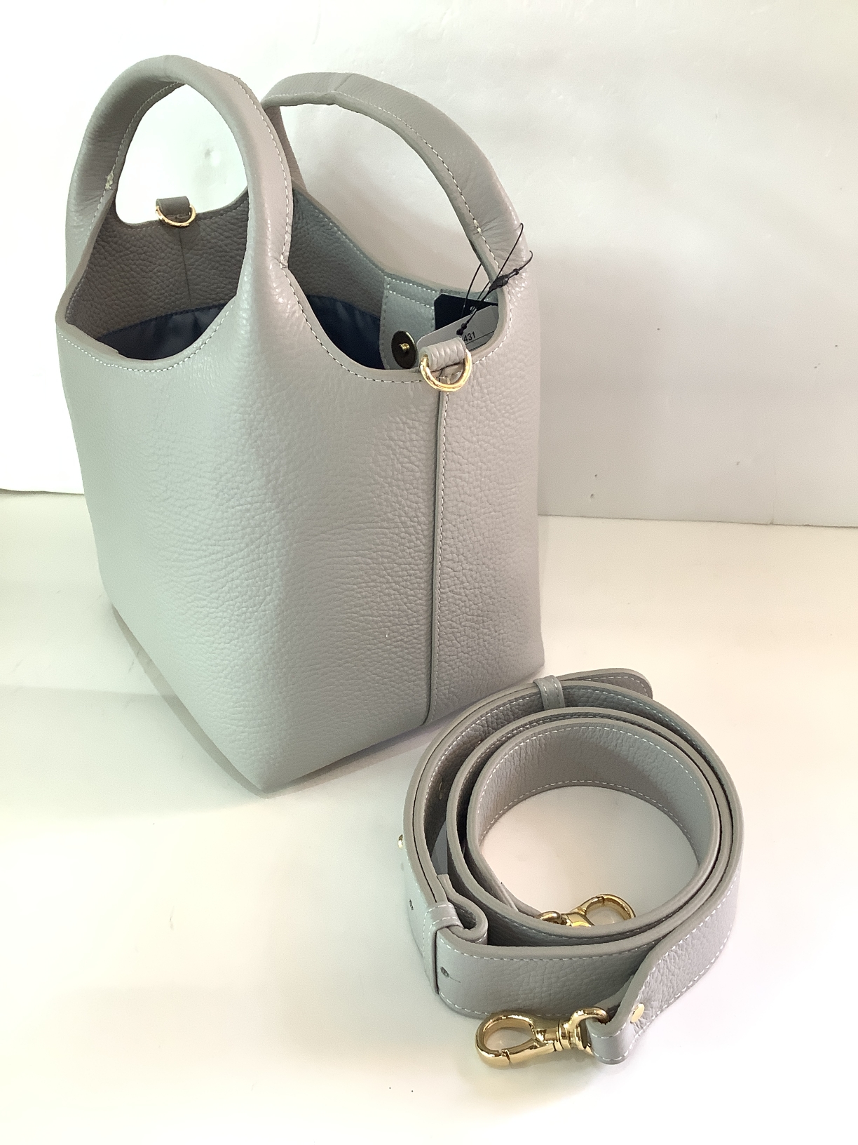 高木ミンク 7−PS11E グレー牛革2wayコンパクトバック（ショルダー付き）¥29,700（税込）19×21×16 （縦x横xマチ）