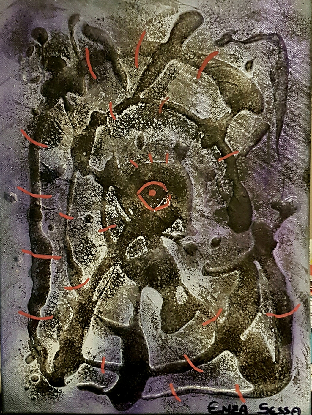 " Ritual" pittura materica e acrilici su tela 30x40 anno 2017