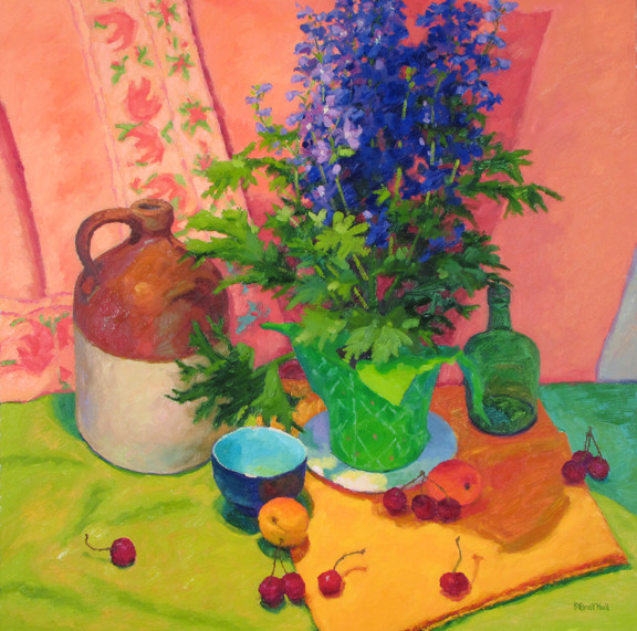 Arrangement With Delphinium, 30x30, SOLD