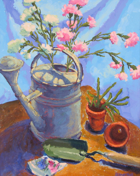 Carnation and Watering Can, 24x20, SOLD