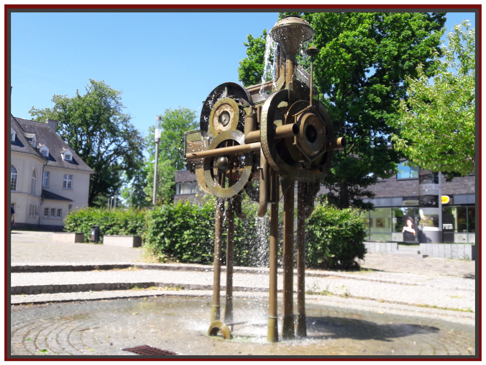 "Lokomotiv-Brunnen" von Mitarbeiter des Eisenbahnmuseums (Bochum Dahlhausen)