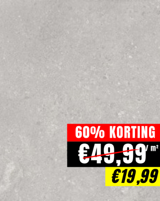 60% korting op lichtgrijze 60x60 tegel