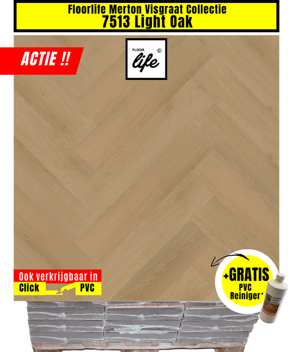 Floorlife Merton Visgraat Collectie 7513 Light Oak