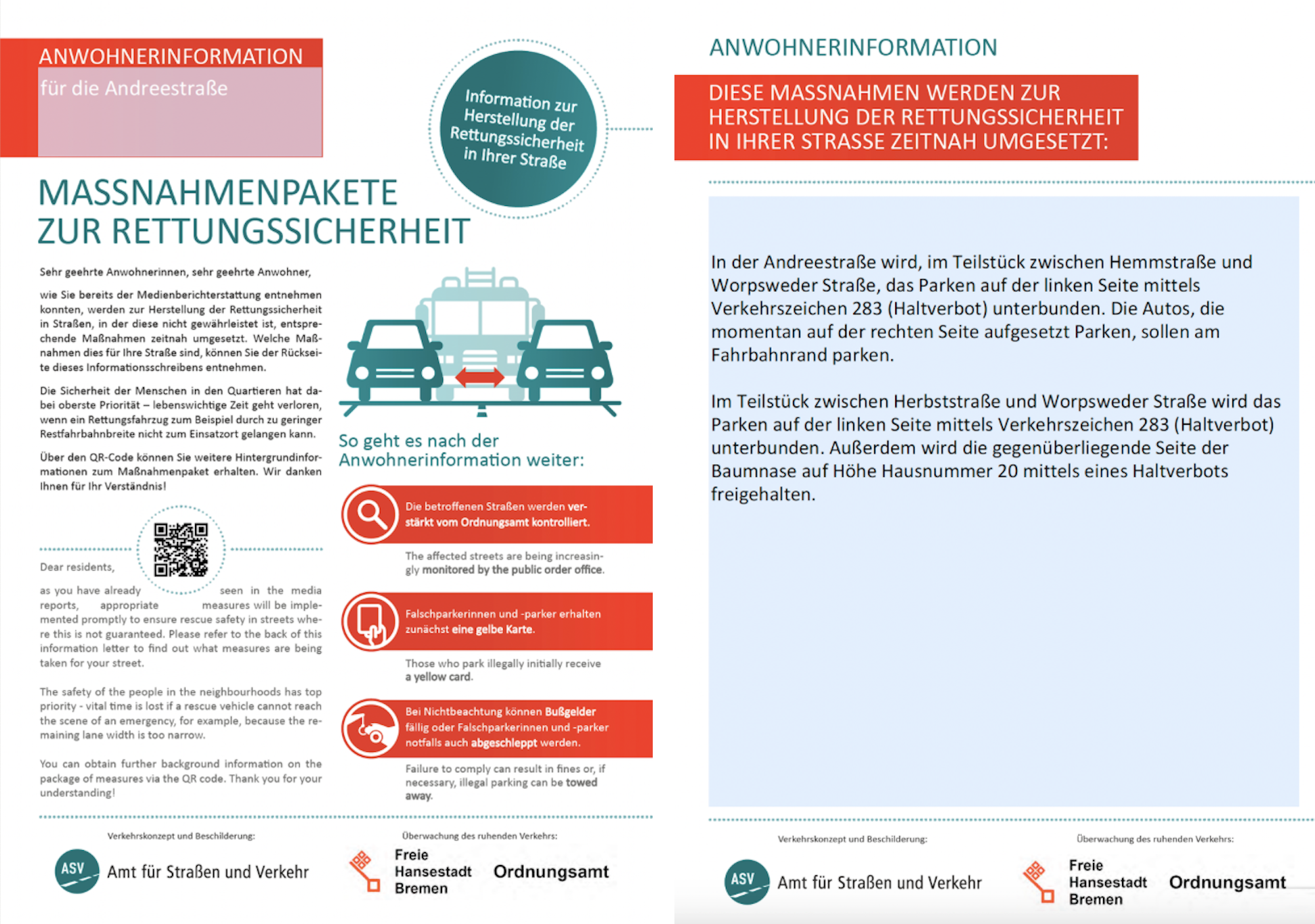 Schilderwald in der Andreestraße und improvisiert aufgestellte Schilder in 15 weiteren Straßen