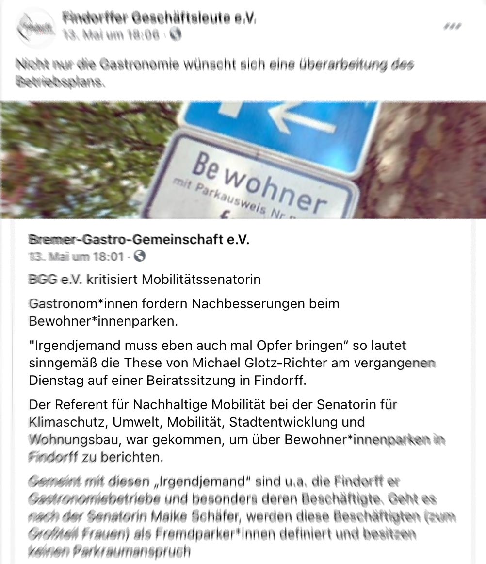 Bewohnerparken: Disput über angebliche Thesen und Aussagen