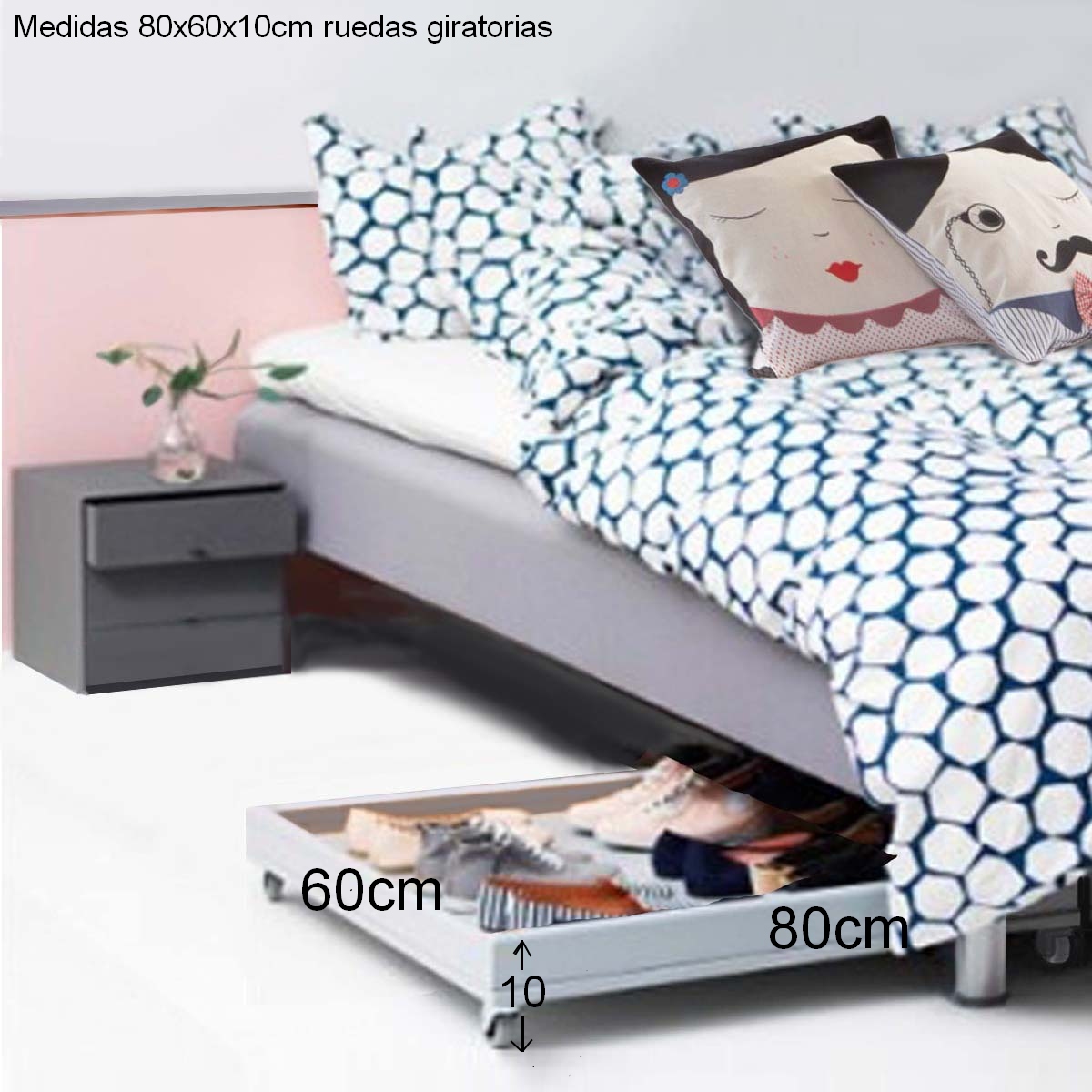 Organización Y Almacenamiento Organizador De Cajones De Almacenamiento  Debajo De La Cama Con Rodillos Organizador Zapatos, image size:1200x1200