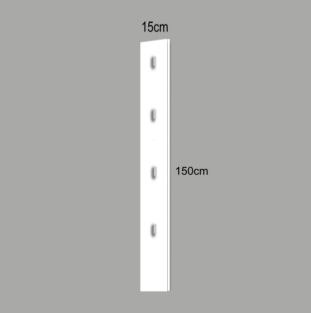 Perchero de pared vertical Especial 150x15cm (4 colgadores) - Color Blanco  Soft.