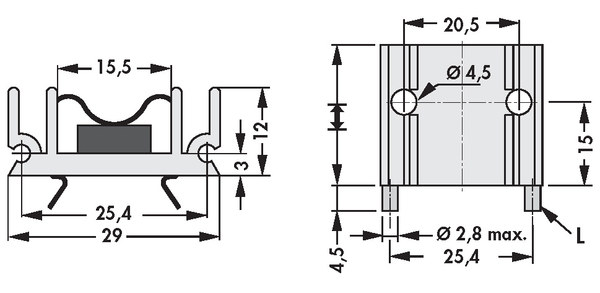 SK 145 STC   基板取付用押出成形ヒートシンク トランジスタ クリップマウント