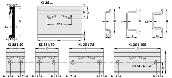 KL 35 / KL 35 L Fischer Elektronik ヒートシンク取り付けクリップ 35mmDINレール用