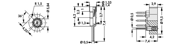 PF510G TO-5パッケージ用ソケット 10ピンタイプ 図面