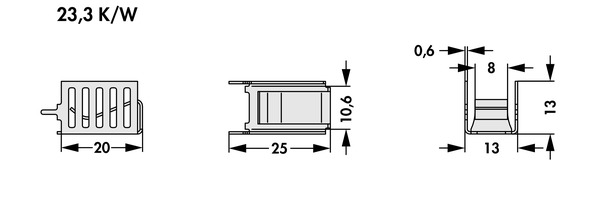 Fischer Elektronik FK  261 MI 220 V クリップオンヒートシンク (銅）