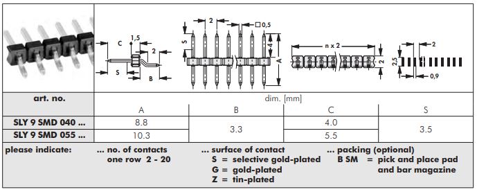 実装パターン 表面実装用ピンヘッダ 2mmピッチ Fischer Elektronik - 株式会社