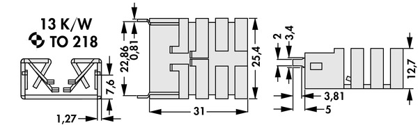 Fischer Elektronik FK  241 SA 218 V クリップオンヒートシンク (アルミ）