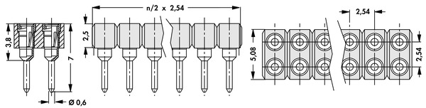 MK 221  2.54mmピッチ 連結ソケット 低背型 2列