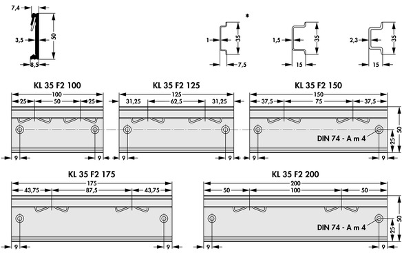 KL 35 F 2 35mm幅DINレール用ヒートシンク取り付けクリップ Fischer Elektronik