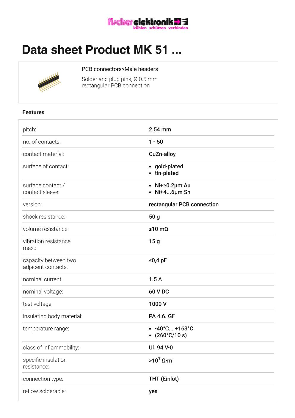 MK 51｜2.54mmピッチ ピンヘッダ（ライトアングル・Ø0.5mm丸ピン）