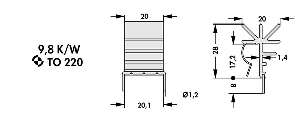 Fischer Elektronik FK  248 SA 220 クリップオンヒートシンク (アルミ）