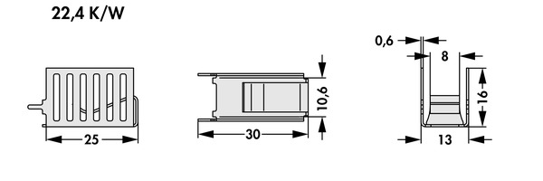Fischer Elektronik FK  264 MI 220 V クリップオンヒートシンク (銅）