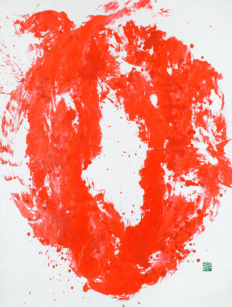 椎木江泥「赤卉」185×145cm